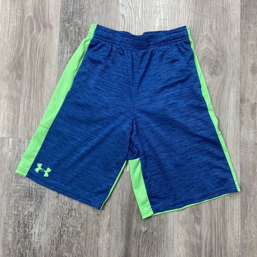 Under Armour Loose Blue Green Athletic Shorts Youth Large YLG Basketball